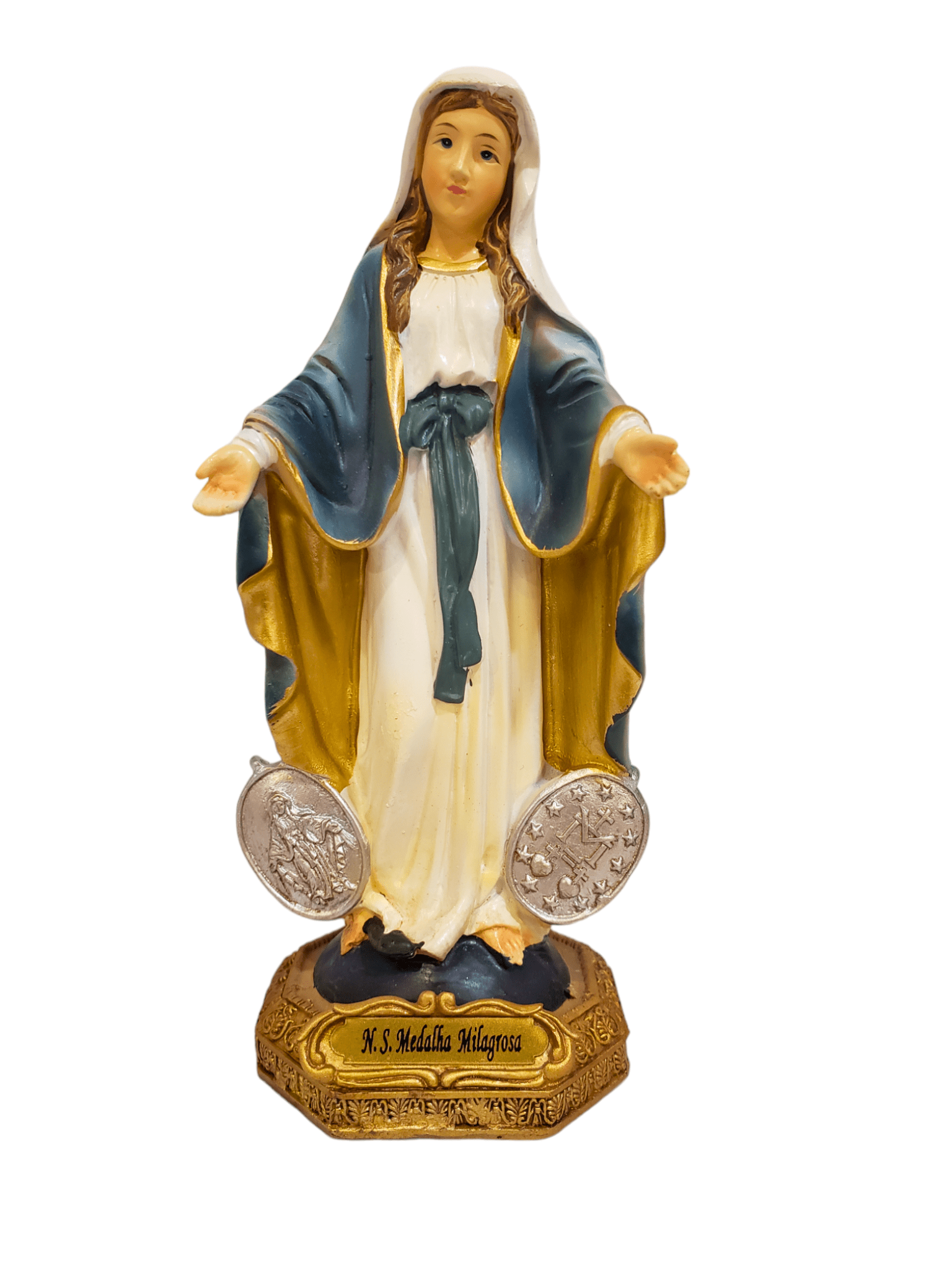 Imagem de Nossa Senhora das Graças com a Medalha Milagrosa 10 cm